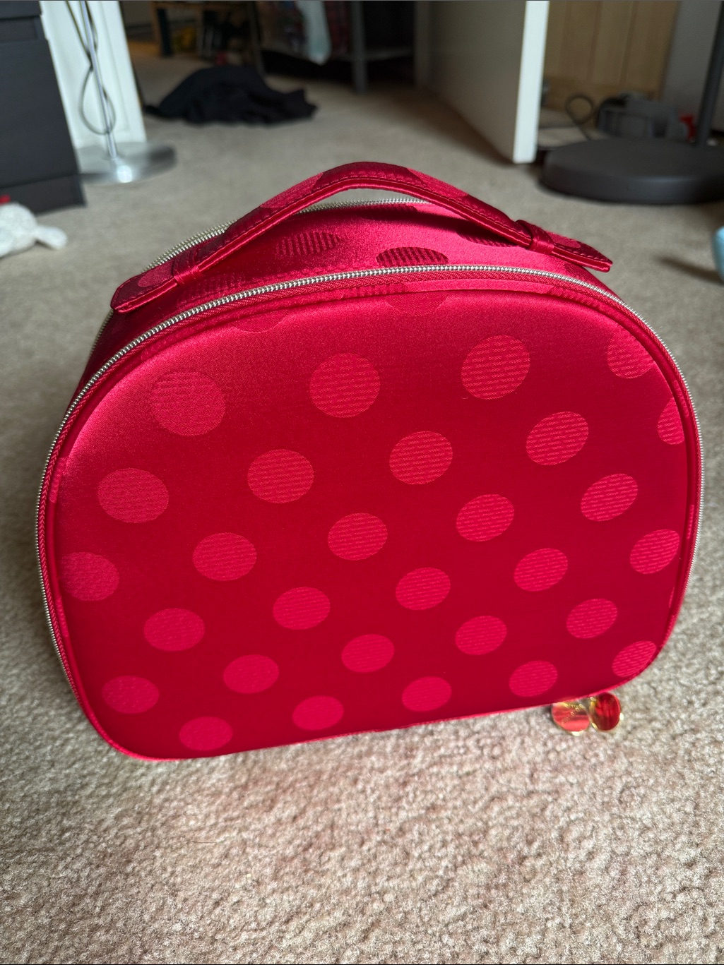 Este Lauder Red Polka Dot Cosmetic Train Case  Women Bags Brand New